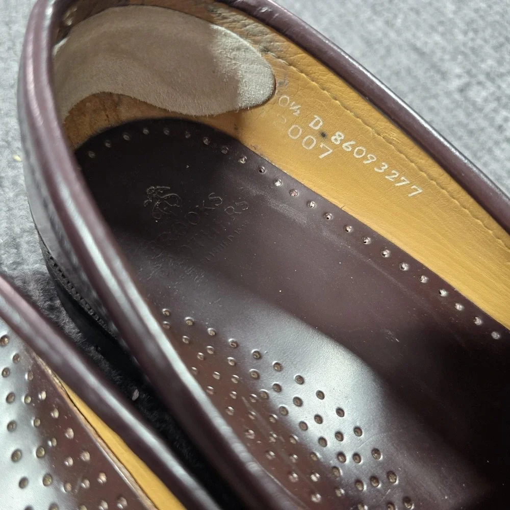 VTG Brooks Brothers Shoes Men Size 10.5 D Red Leather Slip On Dress Loafers USA